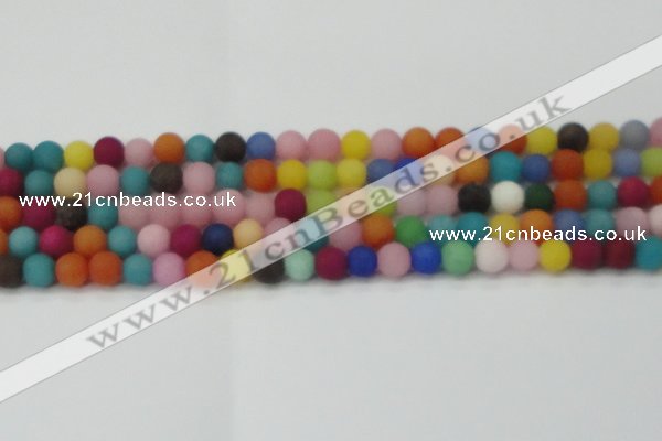 CCN2553 15.5 inches 8mm round mixed color matte candy jade beads