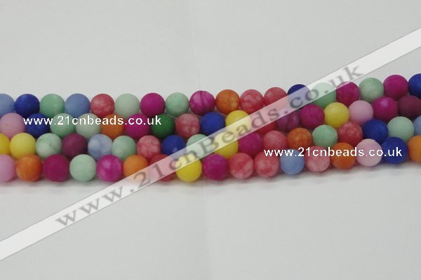 CCN2555 15.5 inches 12mm round mixed color matte candy jade beads