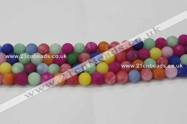 CCN2556 15.5 inches 14mm round mixed color matte candy jade beads