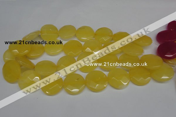 CCN260 15.5 inches 25mm faceted coin candy jade beads wholesale