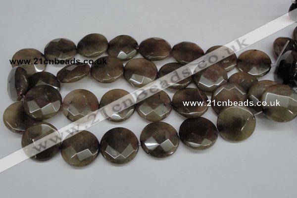 CCN261 15.5 inches 25mm faceted coin candy jade beads wholesale