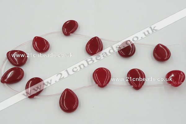 CCN2707 Top-drilled 18*25mm flat teardrop candy jade beads