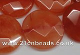 CCN271 15.5 inches 25mm faceted coin candy jade beads wholesale