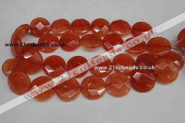 CCN271 15.5 inches 25mm faceted coin candy jade beads wholesale