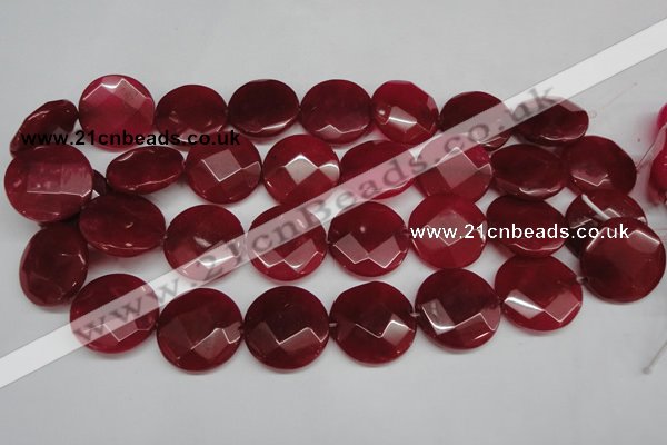 CCN273 15.5 inches 25mm faceted coin candy jade beads wholesale