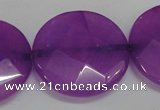 CCN285 15.5 inches 30mm faceted coin candy jade beads wholesale