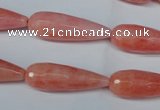 CCN2882 15.5 inches 10*30mm faceted teardrop candy jade beads