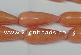 CCN2883 15.5 inches 10*30mm faceted teardrop candy jade beads