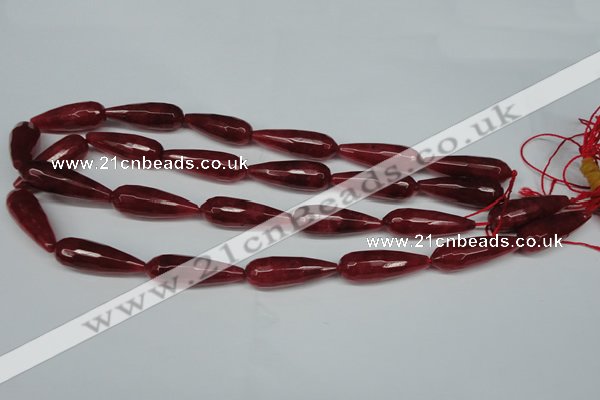 CCN2884 15.5 inches 10*30mm faceted teardrop candy jade beads