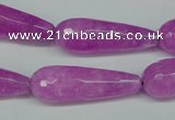 CCN2885 15.5 inches 10*30mm faceted teardrop candy jade beads