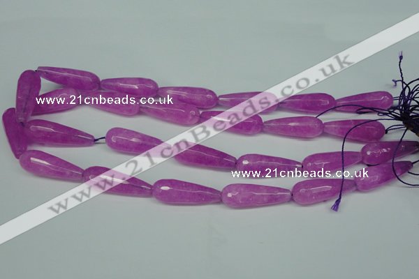 CCN2885 15.5 inches 10*30mm faceted teardrop candy jade beads