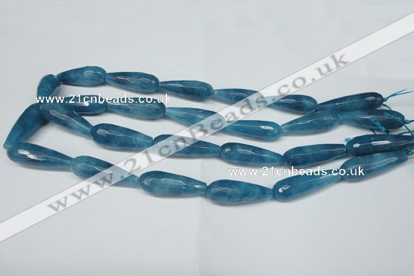 CCN2887 15.5 inches 10*30mm faceted teardrop candy jade beads