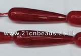 CCN2891 15.5 inches 10*40mm faceted teardrop candy jade beads