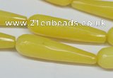 CCN2892 15.5 inches 10*40mm faceted teardrop candy jade beads