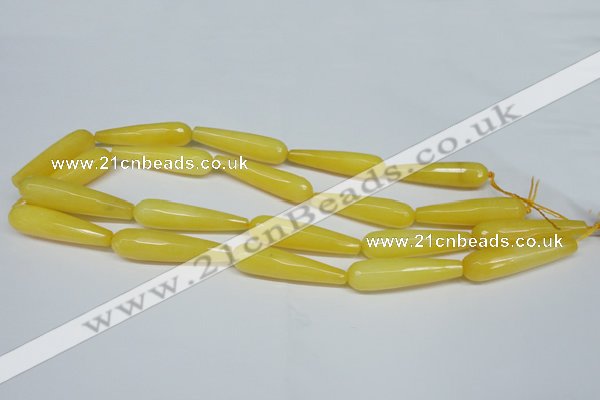 CCN2892 15.5 inches 10*40mm faceted teardrop candy jade beads