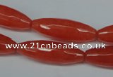 CCN2910 15.5 inches 10*30mm faceted rice candy jade beads