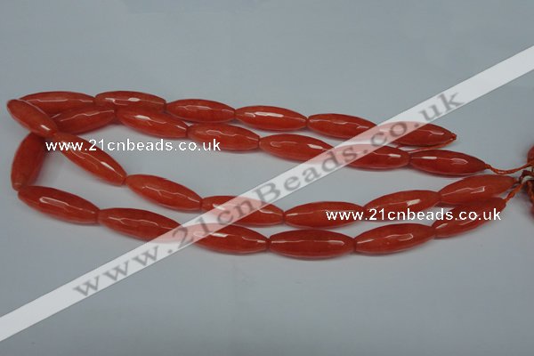 CCN2910 15.5 inches 10*30mm faceted rice candy jade beads