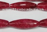 CCN2911 15.5 inches 10*30mm faceted rice candy jade beads