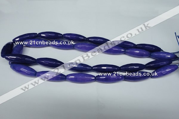 CCN2914 15.5 inches 10*30mm faceted rice candy jade beads