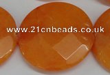 CCN302 15.5 inches 35mm faceted coin candy jade beads wholesale