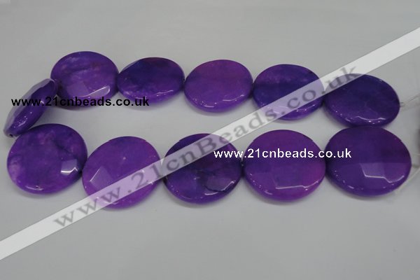 CCN306 15.5 inches 35mm faceted coin candy jade beads wholesale