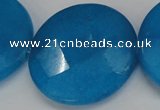 CCN308 15.5 inches 35mm faceted coin candy jade beads wholesale