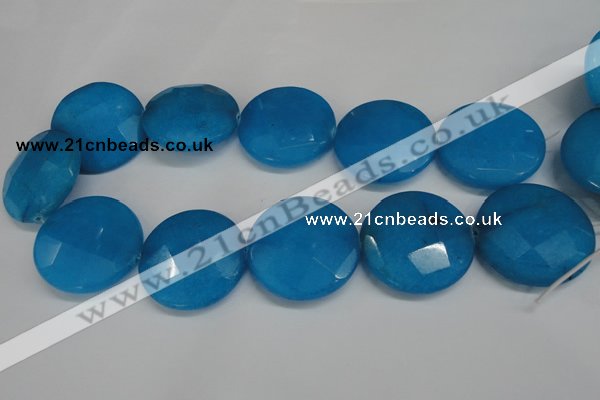 CCN308 15.5 inches 35mm faceted coin candy jade beads wholesale