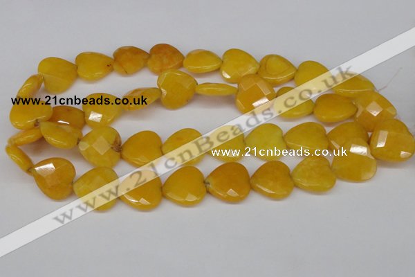 CCN355 15.5 inches 20*20mm faceted heart candy jade beads wholesale