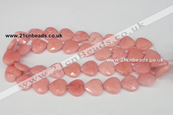 CCN356 15.5 inches 20*20mm faceted heart candy jade beads wholesale