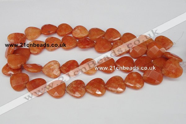 CCN357 15.5 inches 20*20mm faceted heart candy jade beads wholesale