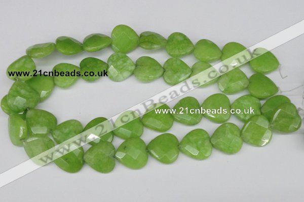 CCN360 15.5 inches 20*20mm faceted heart candy jade beads wholesale