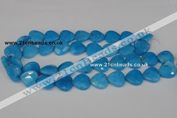 CCN361 15.5 inches 20*20mm faceted heart candy jade beads wholesale