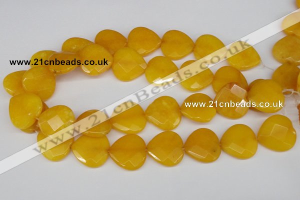 CCN370 15.5 inches 25*25mm faceted heart candy jade beads wholesale
