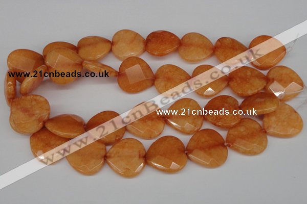 CCN371 15.5 inches 25*25mm faceted heart candy jade beads wholesale