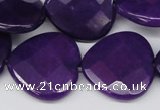 CCN376 15.5 inches 25*25mm faceted heart candy jade beads wholesale