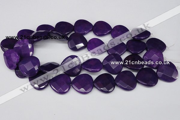 CCN376 15.5 inches 25*25mm faceted heart candy jade beads wholesale