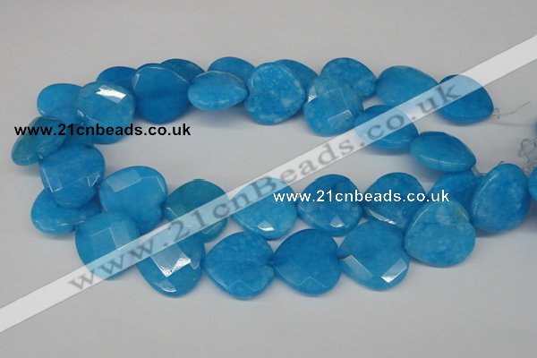 CCN377 15.5 inches 25*25mm faceted heart candy jade beads wholesale