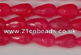 CCN3777 15.5 inches 8*12mm faceted teardrop candy jade beads