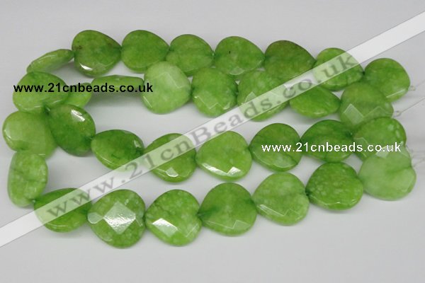 CCN378 15.5 inches 25*25mm faceted heart candy jade beads wholesale