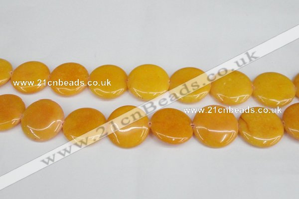 CCN3840 15.5 inches 30mm flat round candy jade beads wholesale