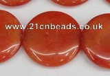 CCN3841 15.5 inches 30mm flat round candy jade beads wholesale