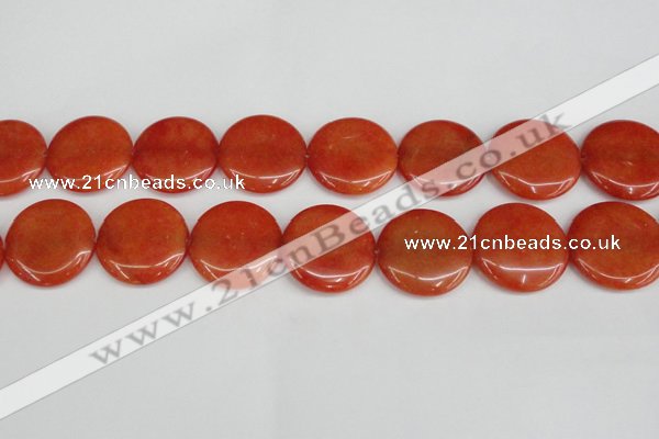 CCN3841 15.5 inches 30mm flat round candy jade beads wholesale