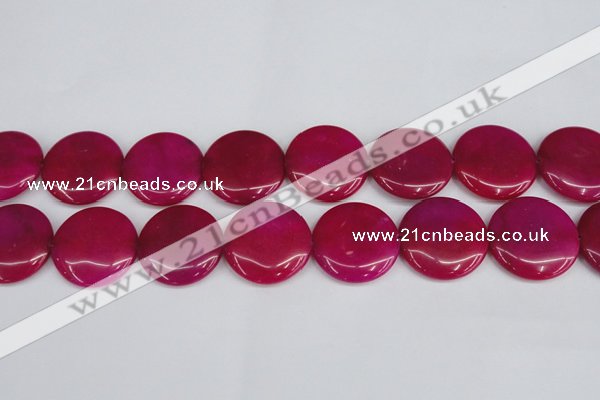 CCN3842 15.5 inches 30mm flat round candy jade beads wholesale