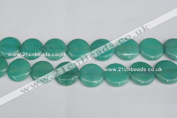 CCN3844 15.5 inches 30mm flat round candy jade beads wholesale