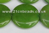 CCN3845 15.5 inches 30mm flat round candy jade beads wholesale