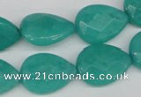 CCN385 15.5 inches 15*20mm faceted flat teardrop candy jade beads