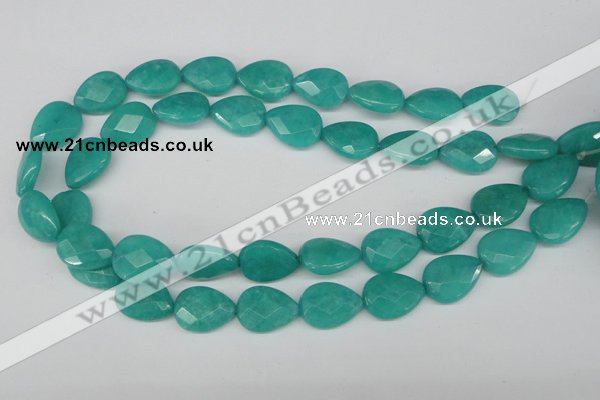 CCN385 15.5 inches 15*20mm faceted flat teardrop candy jade beads