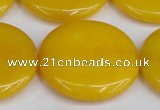 CCN3850 15.5 inches 35mm flat round candy jade beads wholesale