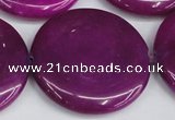 CCN3854 15.5 inches 35mm flat round candy jade beads wholesale