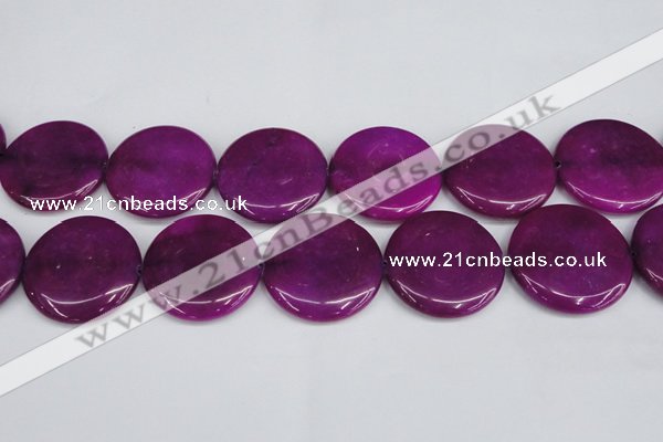 CCN3854 15.5 inches 35mm flat round candy jade beads wholesale